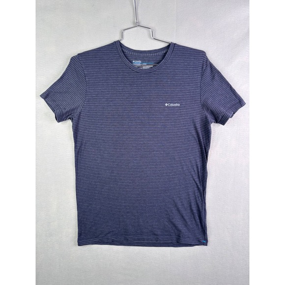 Columbia Other - Columbia Mens Navy Blue Grey Striped Short Sleeve Crewneck T-Shirt Size Medium